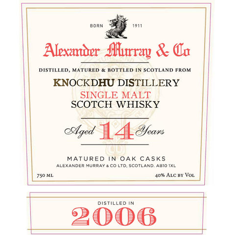 Alexander Murray Knockdhu Distillery 14 Year Old - Goro's Liquor