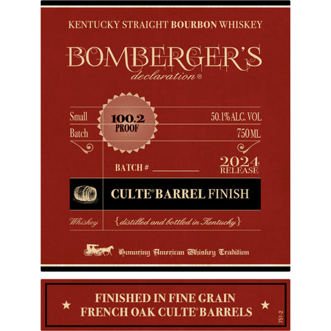 Bomberger’s Culte Barrel Finish Kentucky Straight Bourbon Bourbon Bomberger’s Declaration