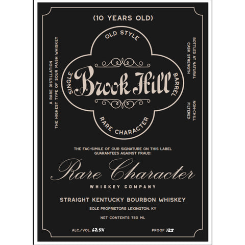 Brook Hill 10 Year Old Straight Bourbon Bourbon Rare Character Whiskey