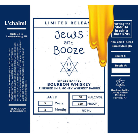 Jews and Booze Honey Whiskey Barrel Finished Bourbon - Goro's Liquor