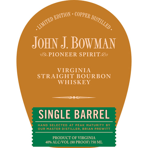 John J. Bowman Single Barrel Bourbon Limited Edition - Goro's Liquor