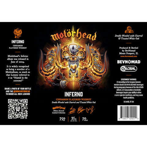 Motörhead Inferno Cinnamon Whiskey Limited Edition Flavored Whiskey Motorhead Whiskey