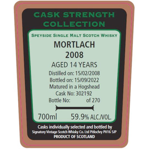Signatory Vintage 2008 Mortlach 14 Year Old - Goro's Liquor