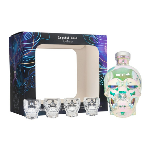 Crystal Head Aurora Vodka Gift Set With 4 Skull Shot Glasses Vodka Crystal Head Vodka