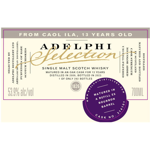 Adelphi Selections Caol Ila 13 Year Old 2009 - Goro's Liquor