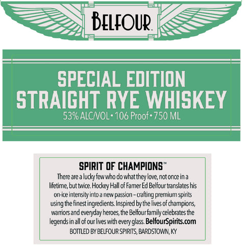 Belfour Special Edition Straight Rye Whiskey By Ed Belfour - Goro's Liquor