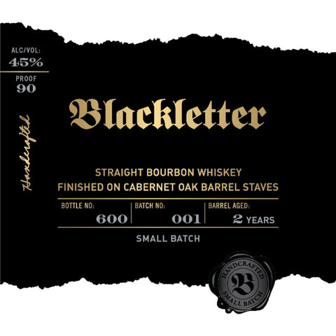 Blackletter Straight Bourbon Finished on Cabernet Oak Barrel Staves - Goro's Liquor