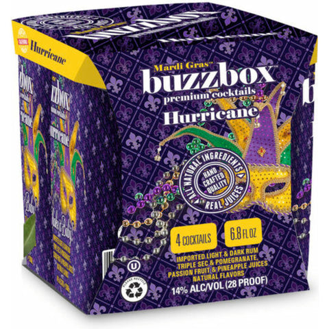 Buzzbox Mardi Gras Hurricane Cocktail 4PK - Goro's Liquor