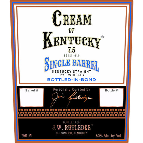 Cream of Kentucky 7.5 Year Old Single Barrel Bottled in Bond Straight Rye - Goro's Liquor