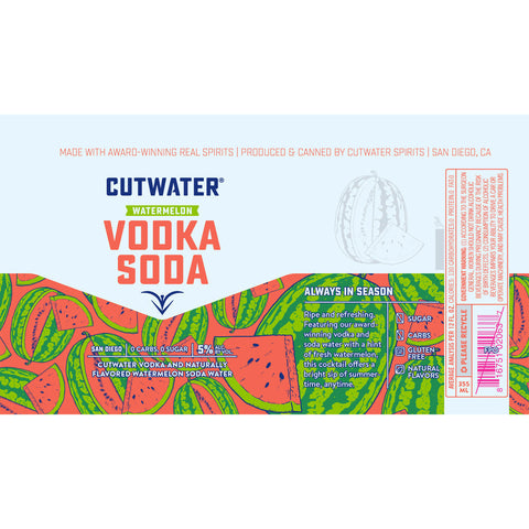 Cutwater Watermelon Vodka Soda 4pk - Goro's Liquor