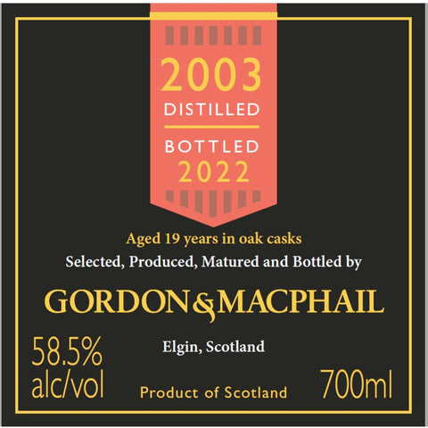 Gordon & McPhail 2003 Speymalt from Macallan 19 Year Old - Goro's Liquor