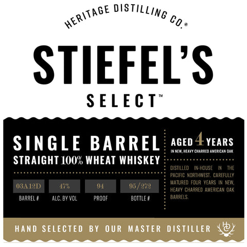 Heritage Distilling Stiefel’s Select 100% Straight Wheat Whiskey - Goro's Liquor