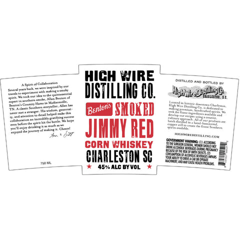 High Wire Benton’s Smoked Jimmy Red Corn Whiskey - Goro's Liquor