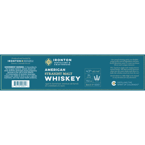 Ironton Distillery American Straight Malt Whiskey - Goro's Liquor