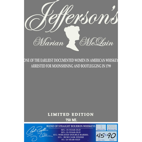 Jefferson’s Marian McLain Blended Bourbon Limited Edition - Goro's Liquor