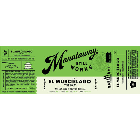 Manatawny Still Works El Murciélago Whiskey Aged In Tequila Barrels - Goro's Liquor