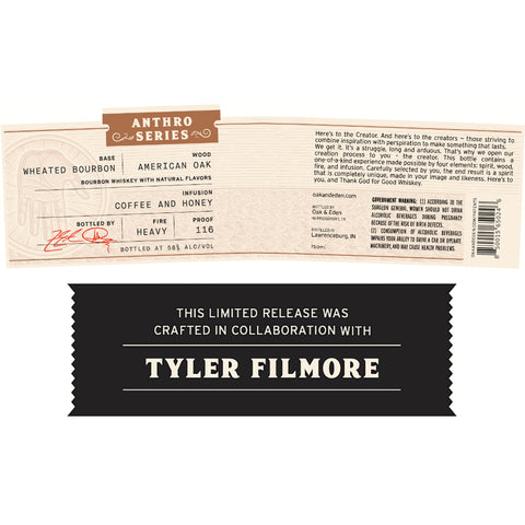 Oak & Eden Anthro Series Tyler Filmore Wheated Bourbon - Goro's Liquor