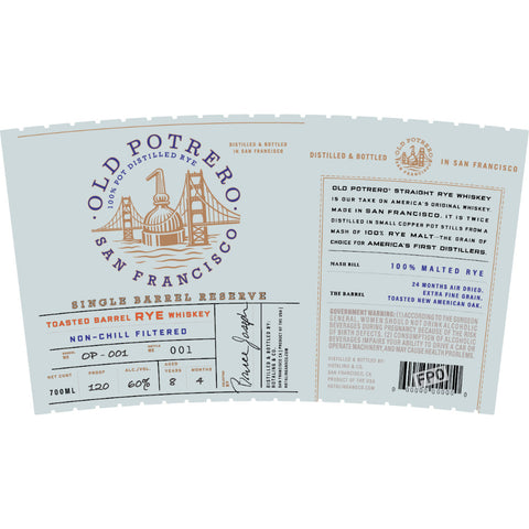 Old Potrero Single Barrel Reserve Toasted Barrel Rye Whiskey - Goro's Liquor