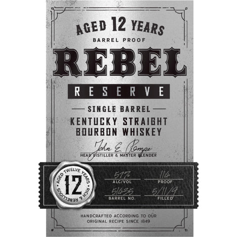 Rebel Reserve 12 Year Old Single Barrel Kentucky Straight Bourbon - Goro's Liquor