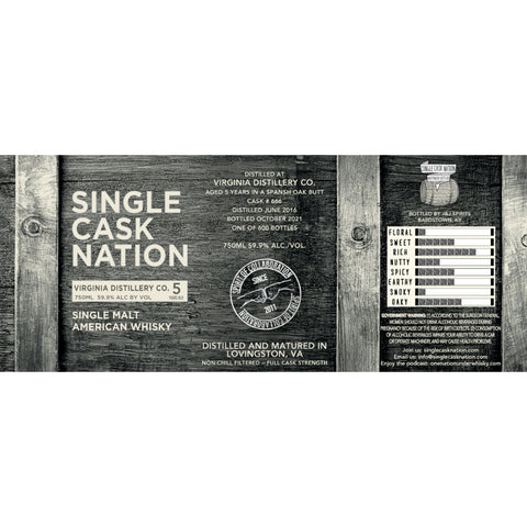 Single Cask Nation Virginia Distillery Co. 5 Year Old Single Malt - Goro's Liquor