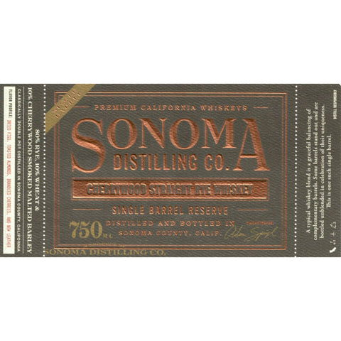 Sonoma Single Barrel Reserve Cherrywood Straight Rye - Goro's Liquor