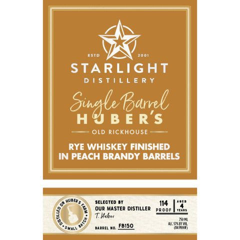 Starlight Rye Finished in Peach Brandy Barrels - Goro's Liquor