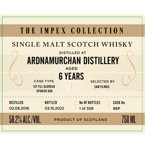 The ImpEx Collection Ardnamurchan Distillery 6 Year Old - Goro's Liquor