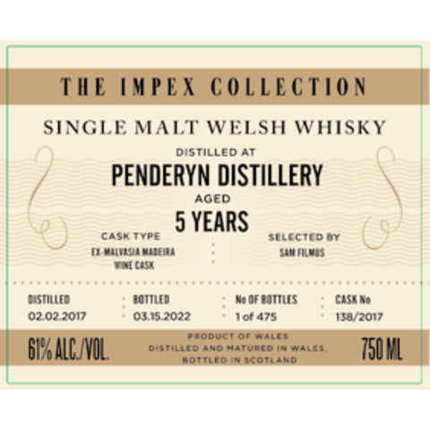 The ImpEx Collection Penderyn Distillery 5 Year Old - Goro's Liquor