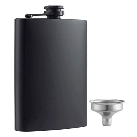 Whiskey Flask Matte Black 8oz - Goro's Liquor