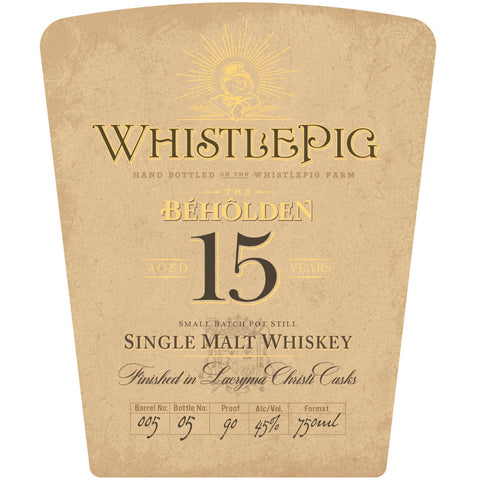 WhistlePig The Beholden 15 Year Old Finished in Lacryna Christi Casks - Goro's Liquor