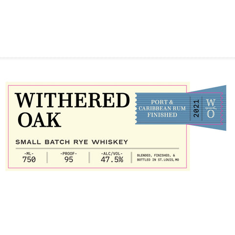 Withered Oak Small Batch Rye Whiskey - Goro's Liquor