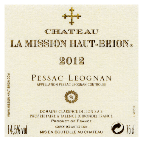 Chateau La Mission Haut-Brion 2012 Pessac Leognan - Goro's Liquor