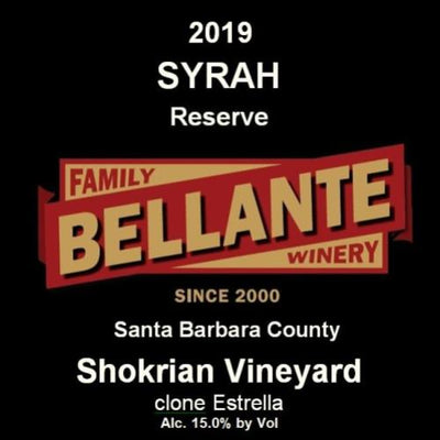 Bellante Family Winery 2019 Santa Barbara County Syrah Reserve - Goro's Liquor