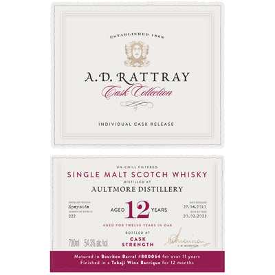 A.D. Rattray Cask Collection 12 Year Aultmore 2010 Cask #800064 - Goro's Liquor
