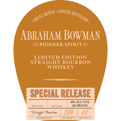 Abraham Bowman Special Release Straight Bourbon - Goro's Liquor