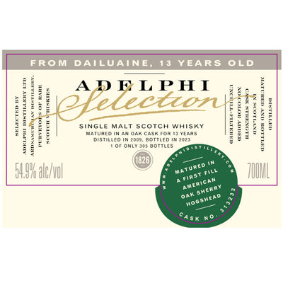 Adelphi Selection Dailuaine 13 Year Old 2009 - Goro's Liquor