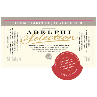 Adelphi Selection Teaninich 12 Year Old 2010 - Goro's Liquor