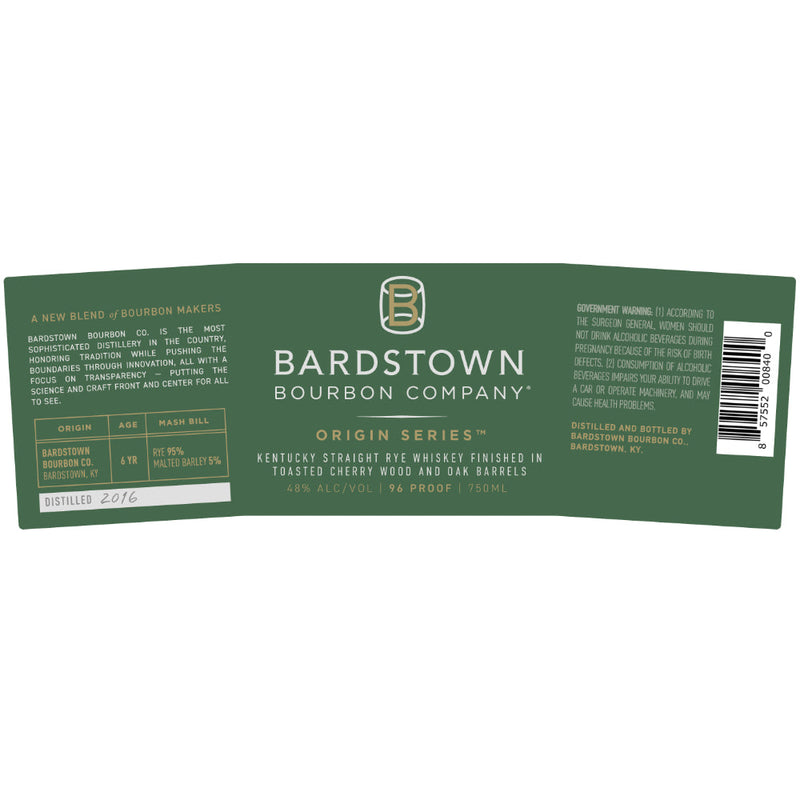 Bardstown Bourbon Origin Series Rye Finished in Toasted Cherry and Oak - Goro&