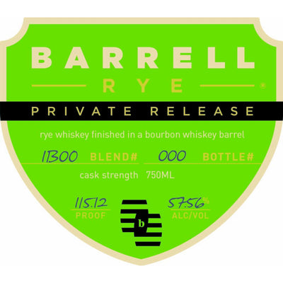 Barrell Rye Private Release Bourbon Barrel Finished - Goro's Liquor