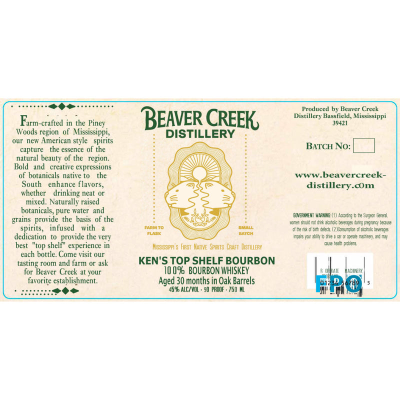 Beaver Creek Distillery Ken’s Top Shelf Bourbon - Goro&