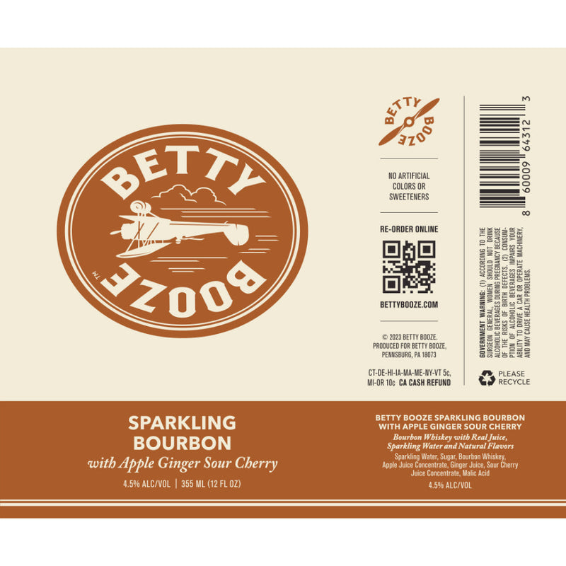 Betty Booze Sparkling Bourbon with Apple Ginger Sour Cherry by Blake Lively - Goro&