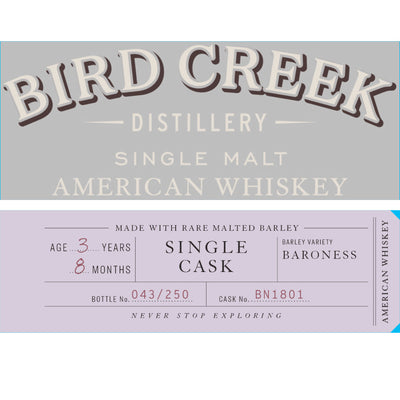 Bird Creek Single Cask American Single Malt Whiskey - Goro's Liquor
