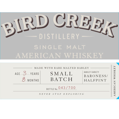 Bird Creek Small Batch American Single Malt Whiskey - Goro's Liquor