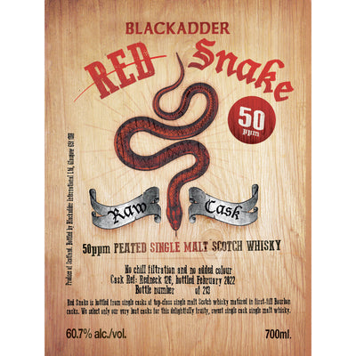 Blackadder Red Snake 50PPM Peated Single Malt Scotch - Goro's Liquor