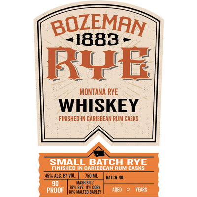 Bozeman 1883 Small Batch Straight Rye Finished in Rum Casks - Goro's Liquor