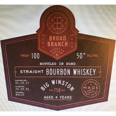 Broad Branch Big Winston Bourbon Bottled In Bond - Goro's Liquor