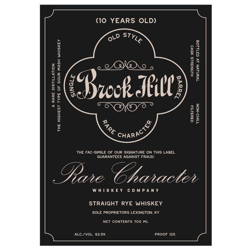 Brook Hill 10 Year Old Straight Rye Rye Whiskey Rare Character Whiskey   