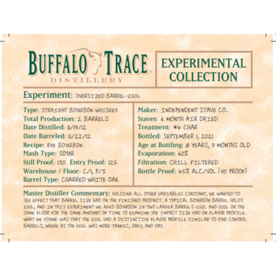 Buffalo Trace Experimental Collection Oversized Barrel 250L - Goro's Liquor