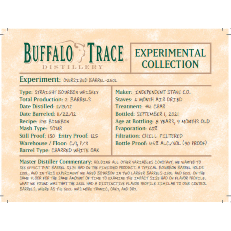 Buffalo Trace Experimental Collection Oversized Barrel 250L - Goro&