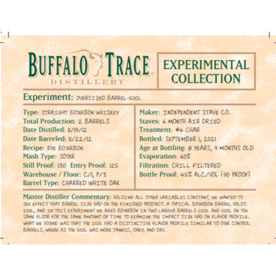 Buffalo Trace Experimental Collection Oversized Barrel 500L - Goro's Liquor